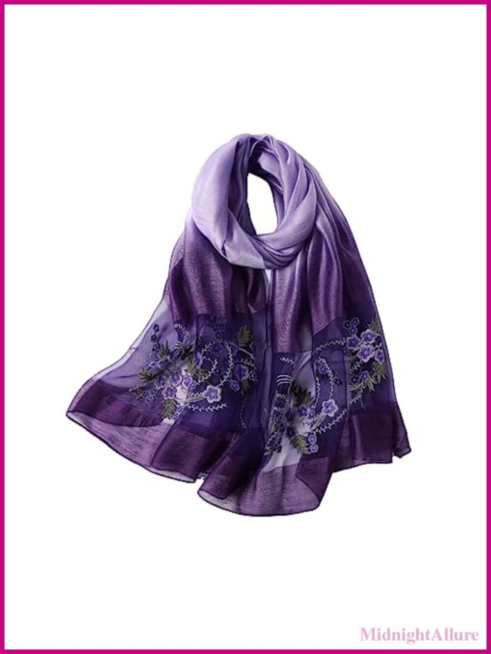 Silk Blend Embroidered Scarf Shawl Wrap Lightweight Fashion Accessory